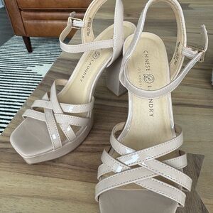 Chinese Laundry Beige Strappy Block Heels
